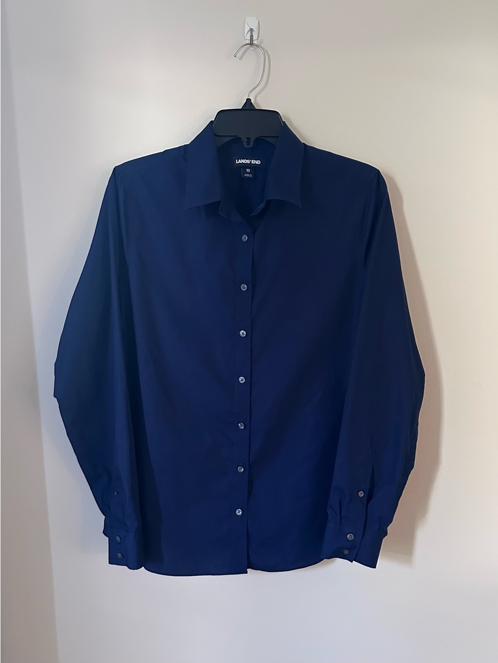Lands' End Women's Navy Blue Button-Down Shirt